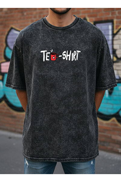 ship master Ανδρικό μπλουζάκι μαύρο Washed TEA-SHIRT με τύπωμα 100% Βαμβάκι o...