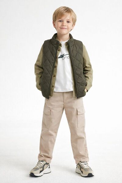 Kids ERKEK ÇOCUK 4 LÜ KOMBİN TAKIM TSORT GÖMLEK KAPİTONE YELEK VE KARGO CEPLİ...