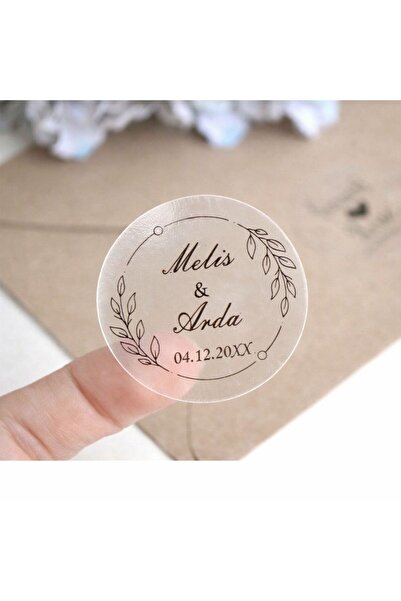 Kişiye Özel Söz-Nişan-Kına-Nikah-Düğün Etiketi-Özel Kesim Siyah Şeffaf Sticker 88 Adet