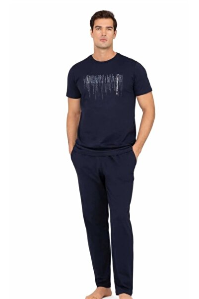 Pierre Cardin Men's Short Sleeve Crew Neck Combed Cotton Pajama Set