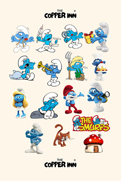 The Copper Inn 16 Adet Şirinler Smurfs Çizgi Film Sticker Seti Ajanda Etiket ...