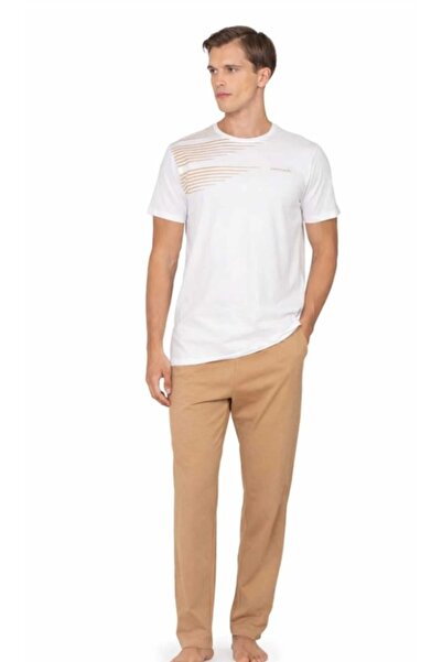 Pierre Cardin Men's Short Sleeve Crew Neck Combed Cotton Pajama Set