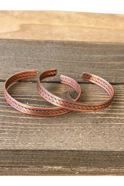 Rupen Kraft 2 Pieces of Handmade Pure Copper Bracelets, Adjustable Size 2-Pie...
