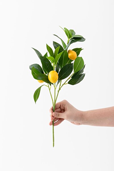 Güleç Yapay Çiçek Yapay Limon Dalı Lux 3 Dal 27 Yaprak 50 Cm