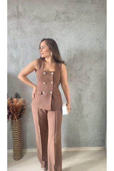 Butik TAŞLI DÜĞMELİ YELEK PANTOLON TAKIM