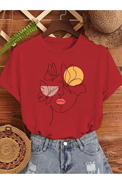 WOODROFFE Graphic Woman's Face Printed Oversized T-Shirt Loose