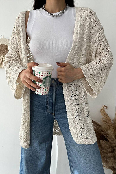 Noa&Noa Patterned Knitted Cardigan – Cream Elegance