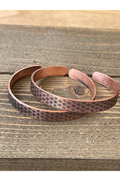 Rupen Kraft 2 Pieces of Handmade Pure Copper Bracelets, Adjustable Size 2-Pie...