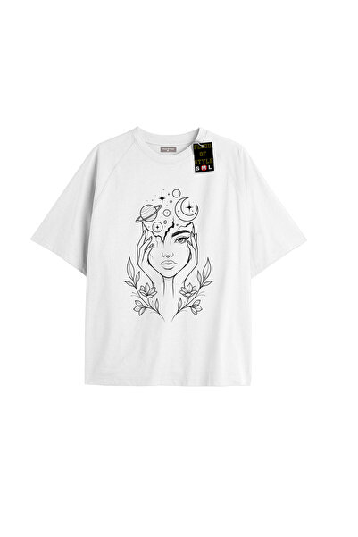 Flood Of Style Alb supradimensionat tricou flori cu design special cu desen d...