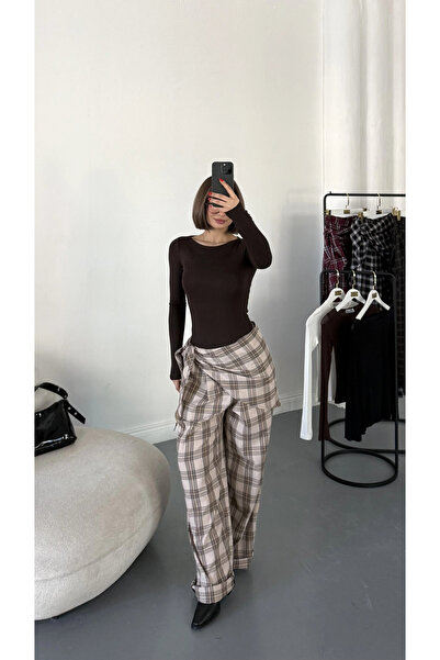 nona butik Valerie cu detaliu cu șnur ecosez Pantaloni - Bej