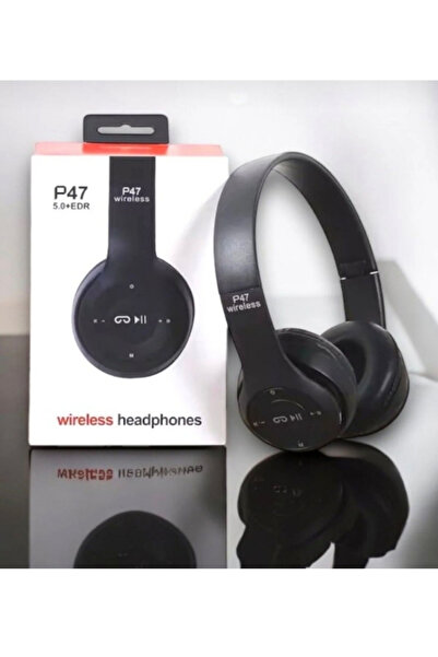 blt KATJMER P47 BLUETOOTH KULAKLIK WİRELESS KABLOSUZ KART GRİŞLİ RADYOLU AUX