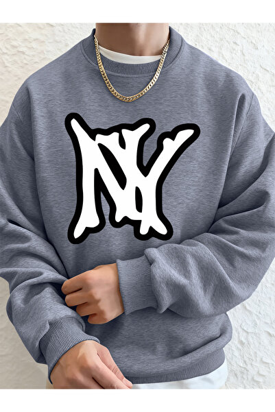 Tarzsokak تي شيرت رجالي بسيط مطبوع عليه شعار Ny لشتاء صوف الفليس دافئ بغطاء ر...