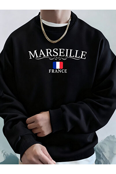 Tarzsokak مارسيليا فرنسا حروف وعلم مطبوع قطعة من الملابس العلوية الرجالية الر...