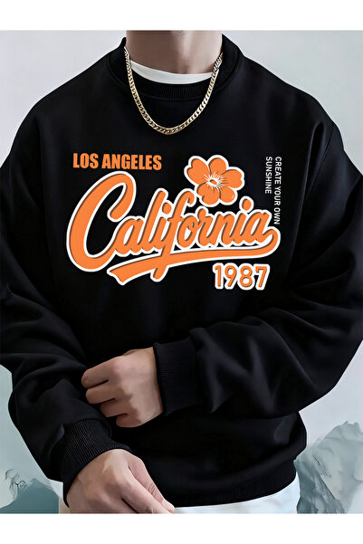 Tarzsokak لوس أنجلوس كاليفورنيا 1987 مطبوع سترة رياضية شتوية فضفاضة بغطاء رأس...