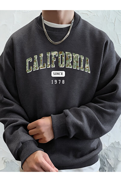 Tarzsokak سويت شيرت كاليفورنيا مطبوع للرجال من بغطاء رأس Erkek Sweatshirt Win...