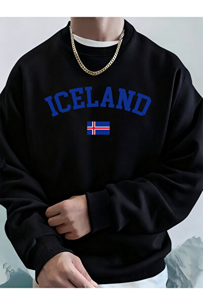 Tarzsokak علم أيسلندا B مطبوع سترة رجالية شتوية فضفاضة K بغطاء رأس رياضية برق...