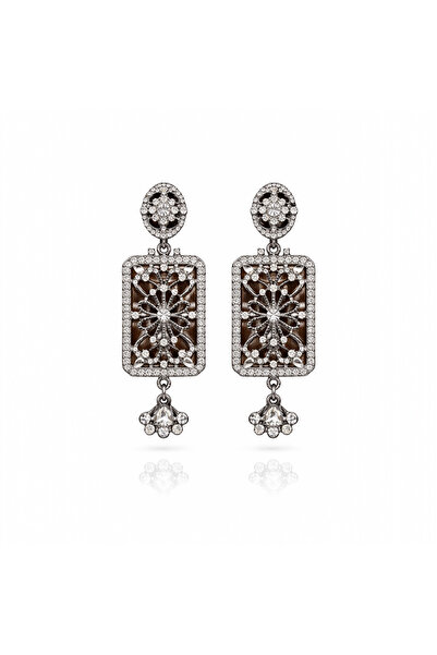 neslyaccessories Vintage frame stone detailed earring