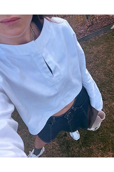 Si Muche Gabardin kumaş crop gömlek