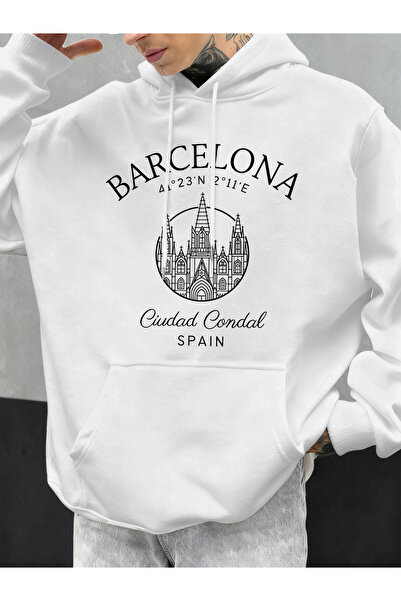 Tarzsokak هودي رجالي من برشلونة سي ديزاين مقاس كبير صوف الفليس بغطاء رأس لار ...