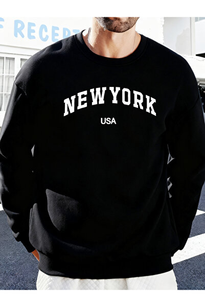 Tarzsokak نيويورك الولايات المتحدة الأمريكية مطبوع سترات عصرية برقبة دائرية ل...