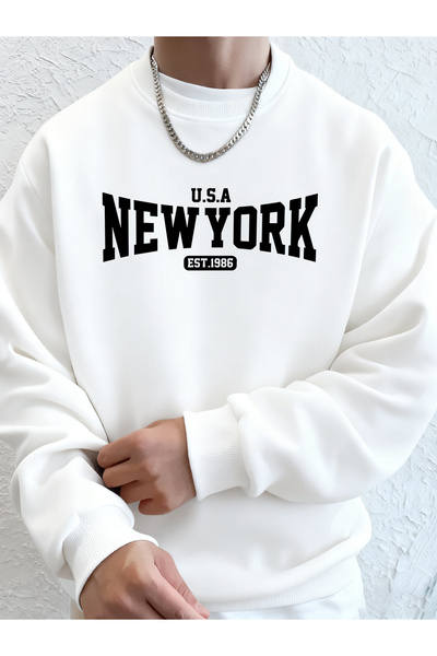 Tarzsokak تي شيرت رجالي للخريف مطبوع عليه USA New York Est 1986 Essentials صو...