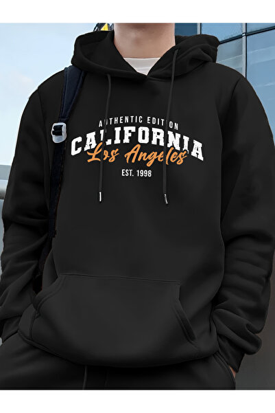 Tarzsokak لوس أنجلوس كاليفورنيا سويت شيرت رجالي مطبوع بغطاء رأس سويت شيرت فضف...