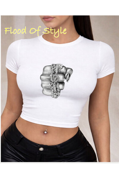 Flood Of Style Inel de mână alb Babby Tee Design personalizat