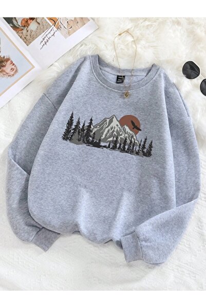 Tarzsokak تي شيرت مطبوع عليه الغابات والجبال للسيدات، سترة هاراجوكو ناعمة، مل...