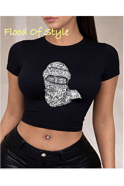 Flood Of Style Μαύρο μοτίβο σάλιου Babby Tee Ειδικό σχέδιο