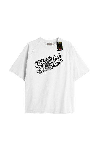 Flood Of Style Alb supradimensionat tricou ochi de leu design special minimalist