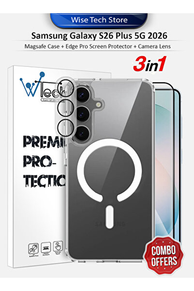 Wtech غطاء حماية ماج سيف 3 في 1 لهاتف سامسونج جالاكسي إس 26 بلس، واقي شاشة، ع...