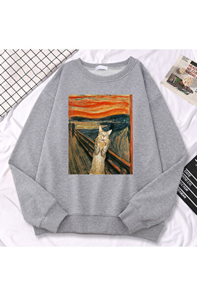 NOISSEY سترة نسائية مريحة للشارع مطبوع عليها صورة قطة هودي كاجوال صوف الفليس ...