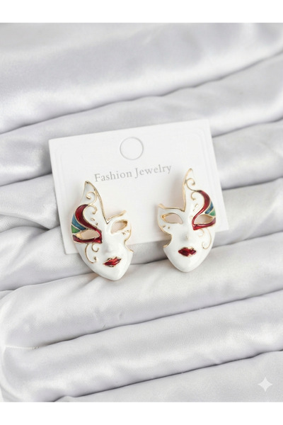 iky aksesuar Brass Mask Model Women's Earrings