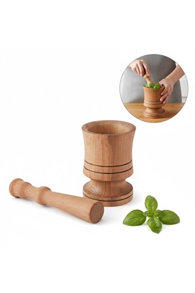 BREZIUM Mojar cu pistil din lemn, Ø7.5x10.5 cm, Maro,