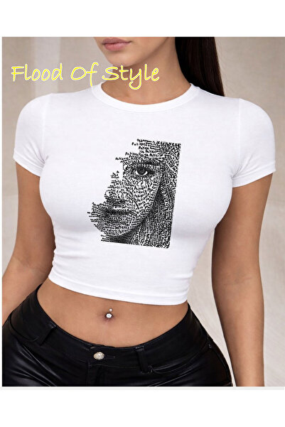 Flood Of Style Λευκό μπλουζάκι Babby Tee με ιδιαίτερο σχέδιο