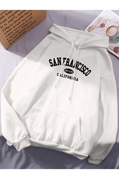 Tarzsokak سانفرانسيسكو إست.1776 كاليفورنيا سترة نسائية فضفاضة بطباعة حروف هيب...