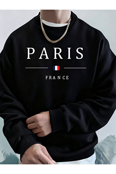 Tarzsokak باريس فرنسا فلاغ مطبوع سويت شيرت رجالي بغطاء رأس للخريف مقاس كبير ه...
