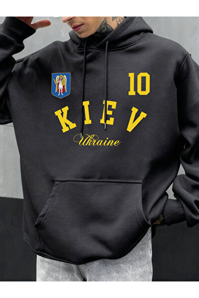 Tarzsokak كييف أوكرانيا مطبوع هوديي للرجال ملابس خريفية فضفاضة بجيب هيب هوب س...