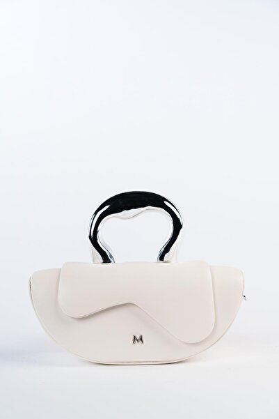 Matmazel Elara Buz Beyazı Kadın El ve Omuz Çantası