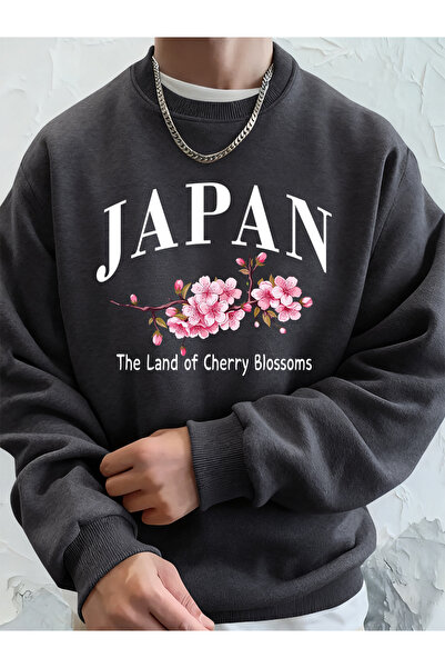 Tarzsokak جايبونيا تشيري فلاورز كانتري مطبوع سويت شيرت رجالي بغطاء رأس للخريف...