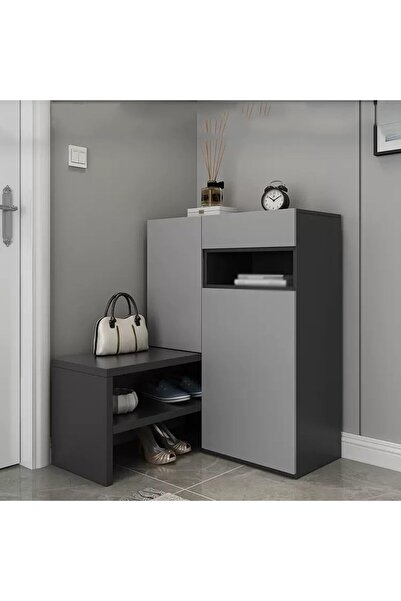 Bespok Gray MDF wood shoe cabinet