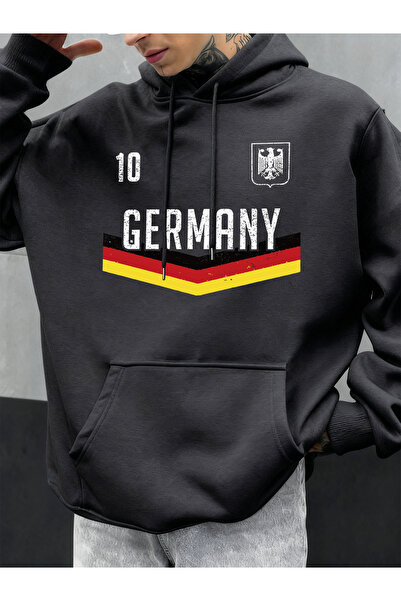 Tarzsokak هودي رجالي للخريف مطبوع عليه حروف ألمانية متعدد الألوان بجيب بغطاء ...