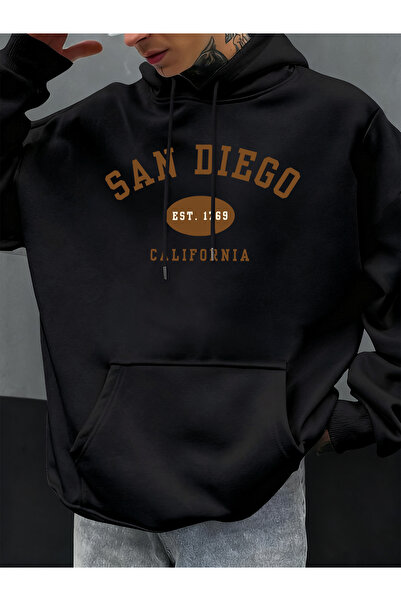 Tarzsokak سان دييغو كاليفورنيا ليتر مطبوع سويت شيرت رجالي بغطاء رأس هوديي على...