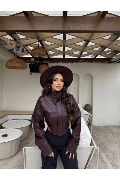 Ekim Store Waist-Corseted Cropped Leather Jacket