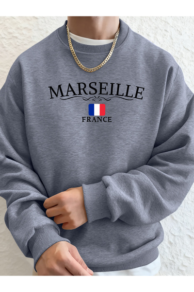 Tarzsokak مارسيليا فرنسا حروف وعلم مطبوع قطعة من الملابس العلوية الرجالية الر...