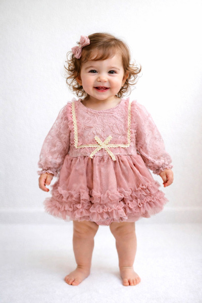 TOGY BABY VE KIDS WEAR Vivienne Rose Kız Bebek Pembe Tül Elbise
