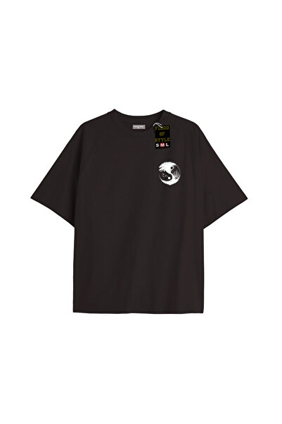 Flood Of Style Μαύρο μπλουζάκι oversized ασπρόμαυρο Ειδικό σχέδιο