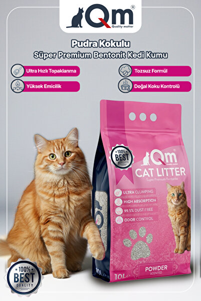 QM Qm Pudralı Süper Premium Bentonit Kedi Kumu 10 L