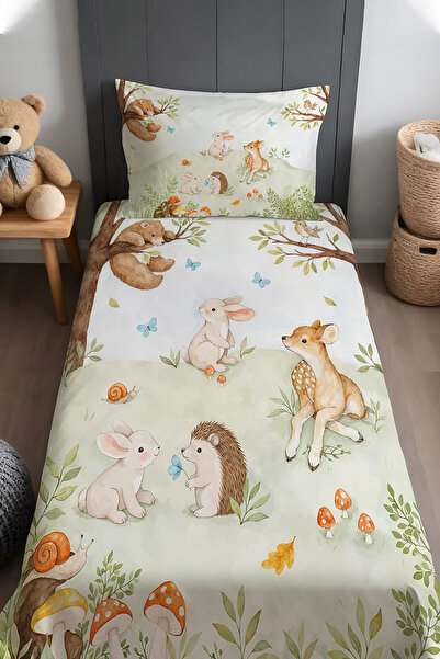 EVPANYA Cute Forest Friends Patterned Bedspread and Pillowcase