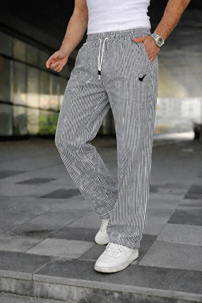 comstar Muške trendi elastične Prugasto široke dimljene trenirke